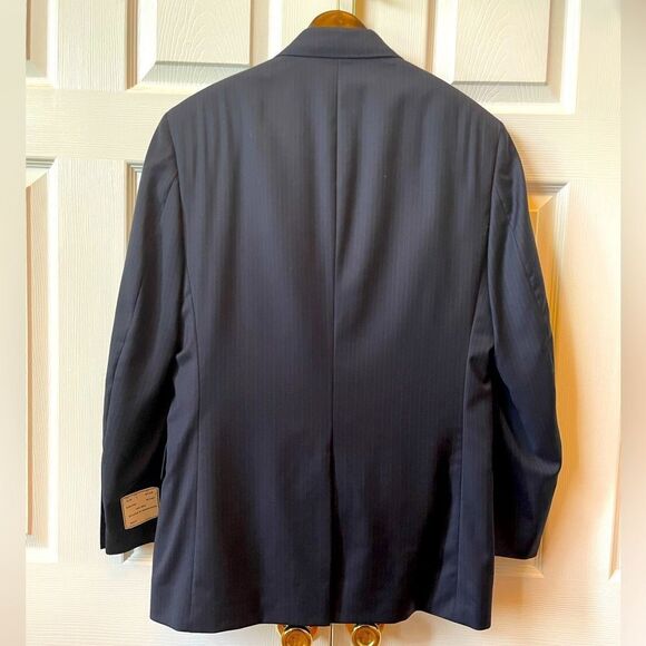 Navy Blue Pin Stripe Jos. A. Bank Signature Collection Suit 100% Wool 40R NWT - Picture 9 of 15
